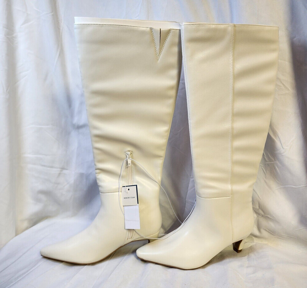 New Universal Threads Women White Knee High Boots Stiletto Heels Pointed Toe 8.5 - Picture 6 of 6